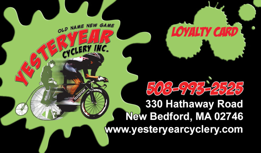YESTERYEAR Cyclery LOYALTY CARD New Bedford Ma.